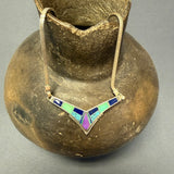 Supersmith Sterling Silver and Multi-Stone Channel Inlay Collar Necklace  (TJ11)