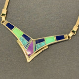 Supersmith Sterling Silver and Multi-Stone Channel Inlay Collar Necklace  (TJ11)