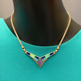 Supersmith Sterling Silver and Multi-Stone Channel Inlay Collar Necklace  (TJ11)