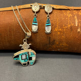 Ray Tracey Signature Piece, Contemporary Navajo Channel Inlay Dangle Earrings, vintage  (WH67)