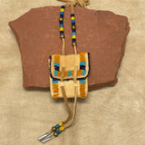 Phyllis Bearskin, Seneca/Cayuga & Chickasaw - Brain tanned handmade leather medicine bag   6/46