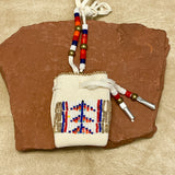 Phyllis Bearskin, Seneca/Cayuga & Chickasaw - Brain tanned leather handmade medicine bag   6/47