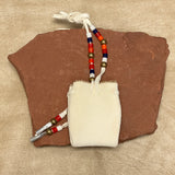 Phyllis Bearskin, Seneca/Cayuga & Chickasaw - Brain tanned leather handmade medicine bag   6/47