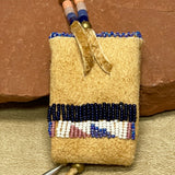Phyllis Bearskin, Seneca/Cayuga & Chickasaw - Brain tanned handmade leather medicine bag  6/50