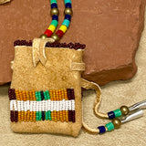 Phyllis Bearskin, Seneca/Cayuga & Chickasaw - Brain tanned Handmade Leather Medicine Bag     6/51
