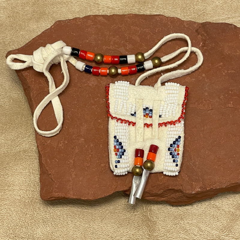 Phyllis Bearskin, Seneca/Cayuga & Chickasaw - Brain tanned leather handmade medicine bag   6/53