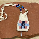 Phyllis Bearskin, Seneca/Cayuga & Chickasaw - Brain tanned leather handmade medicine bag   6/55