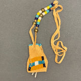 Phyllis Bearskin, Seneca/Cayuga & Chickasaw - Brain tanned leather handmade medicine bag   6/56