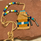 Phyllis Bearskin, Seneca/Cayuga & Chickasaw - Brain tanned leather handmade medicine bag   6/56