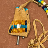 Phyllis Bearskin, Seneca/Cayuga & Chickasaw - Brain tanned leather handmade medicine bag   6/56