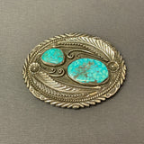 David Lister, Navajo Genuine Kingman Turquoise and Sterling Silver Belt Buckle   (SM3)