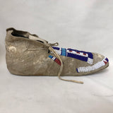 North Plains/Cheyenne Authentic Native American beaded moccasins - Late 1800s Antique Moccasins.  Sinew sewn with glass beads (GM72)