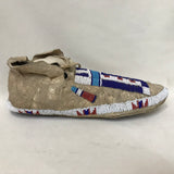 North Plains/Cheyenne Authentic Native American beaded moccasins - Late 1800s Antique Moccasins.  Sinew sewn with glass beads (GM72)