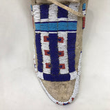North Plains/Cheyenne Authentic Native American beaded moccasins - Late 1800s Antique Moccasins.  Sinew sewn with glass beads (GM72)
