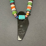 Mary Louise Tafoya, Kewa (Santo Domingo) Pueblo Mosaic Bird Pendant on Multi-Stone Beaded Necklace with Turquoise  (6/85)