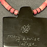 Mary Louise Tafoya, Kewa (Santo Domingo) Pueblo Multi-Stone Mosaic Pendant on Shell and Turquoise Beaded Necklace (6/86)