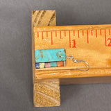 Mary Tafoya, Kewa (Santo Domingo) Pueblo, Native American Turquoise Mosaic Dangle Earrings   (6/90)