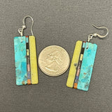 Mary Tafoya, Kewa (Santo Domingo) Pueblo, Native American Turquoise Mosaic Dangle Earrings   (6/87)