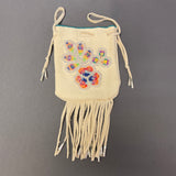 Phyllis Bearskin, Seneca/Cayuga & Chickasaw - Beaded, Brain-tanned Leather Bag with Fringe    (PB6)