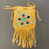 Phyllis Bearskin, Seneca/Cayuga & Chickasaw - Beaded, Smoked Brain-tanned Leather Bag with Fringe    (PB9)