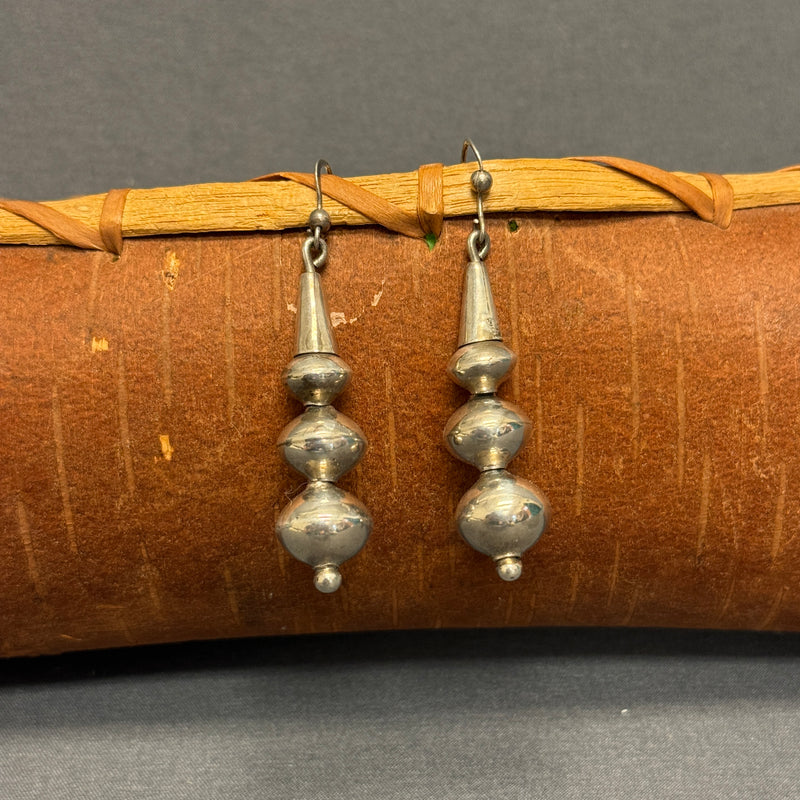 Navajo Sterling Silver Beaded Dangle Earrings, authentic Native American (4/47)
