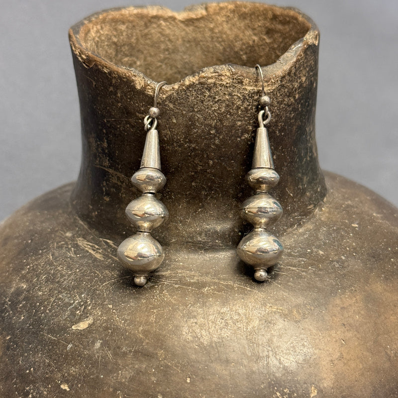 Navajo Sterling Silver Beaded Dangle Earrings, authentic Native American (4/47)
