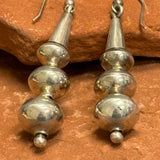 Navajo Sterling Silver Beaded Dangle Earrings, authentic Native American (4/47)