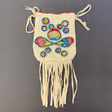 Phyllis Bearskin, Seneca/Cayuga & Chickasaw - Beaded, Brain-tanned Leather Bag with Fringe    (PB12)