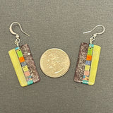 Mary Tafoya, Kewa (Santo Domingo) Pueblo, Native American Multi-Stone Mosaic Dangle Earrings   (6/93)