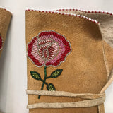 Antique Native American Cree Nation Child's Beaded Moccasins - Brain Tanned Moose- 1920s (GM96)
