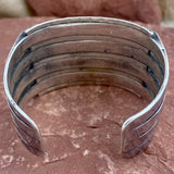 Zuni Sterling Silver and Turquoise Inlay Bracelet, vintage 5/86