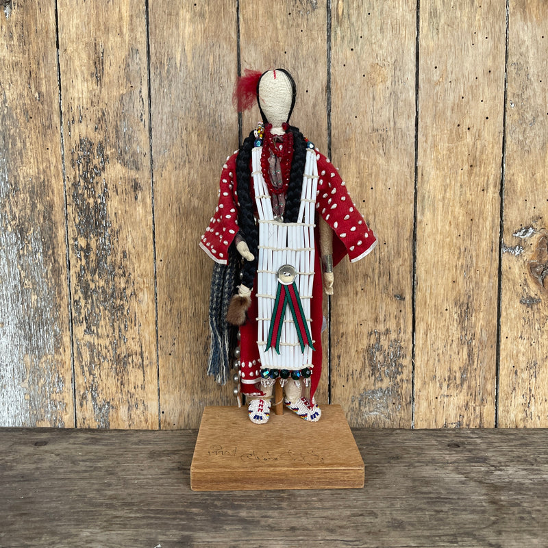 Charles Chief Eagle, Oglala Lakota Sioux handmade doll - Crow Woman's Elk Teeth design (GM563)