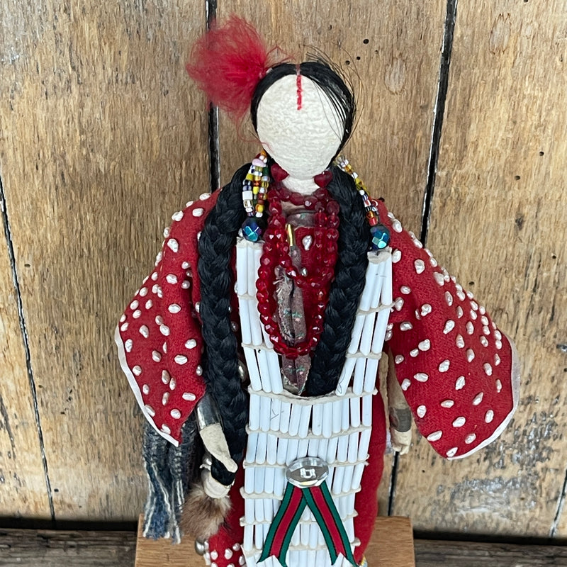 Charles Chief Eagle, Oglala Lakota Sioux handmade doll - Crow Woman's Elk Teeth design (GM563)