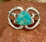 Vintage Navajo Sandcast Bracelet with Turquoise Stone  (DV16)