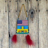Charles Chief Eagle Patriotic Beaded Set-Knife Sheath and Mirror Bag, made in 1993   (GM135, GM247)