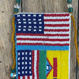 Charles Chief Eagle Patriotic Beaded Set-Knife Sheath and Mirror Bag, made in 1993   (GM135, GM247)