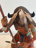 Buffalo Prayer spiritual carving by Raymond Chee, Navajo/Hopi 1990s handmade Native arts (RS178)