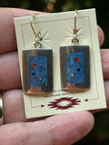 Veronica Benally, Contemporary Navajo Multi-stone Inlay Earrings with Sterling Silver and Denim Lapis    (6/64)