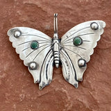 Vintage Sterling Silver Butterfly Pin with Turquoise, Mexican  (VW63)