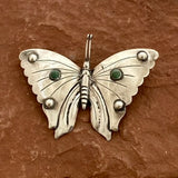 Vintage Sterling Silver Butterfly Pin with Turquoise, Mexican  (VW63)