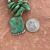 Authentic Vintage Native American Sterling Silver and Turquoise Nugget Necklace, Navajo  (VW90)