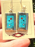 Veronica Benally, Contemporary Navajo Multi-stone Inlay Earrings with Sterling Silver and Turquoise    (6/63)