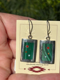 Veronica Benally, Contemporary Navajo Multi-stone Inlay Earrings with Sterling Silver and Malachite    (6/62)