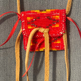 Fully beaded medicine bag by Esther Escarcega, Navajo -Red Beads (4/62)