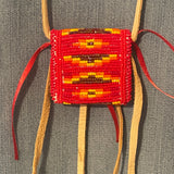 Fully beaded medicine bag by Esther Escarcega, Navajo -Red Beads (4/62)