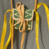 Fully beaded medicine bag by Esther Escarcega, Navajo - Light Green Beads (4/64)