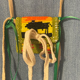 Fully beaded medicine bag by Esther Escarcega, Navajo -Green Beads with buffalo design (4/63)