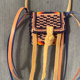 Fully beaded medicine bag by Esther Escarcega, Navajo - Dark blue Beads (4/65)