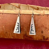 Hopi Overlay Sterling Silver Dangle Earrings with Wave Design   (VW77)