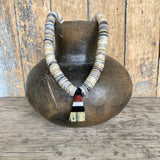 Authentic Santo Domingo Necklace with Rolled Shell Heishi Beads and Mosaic Pendant  (KS39)